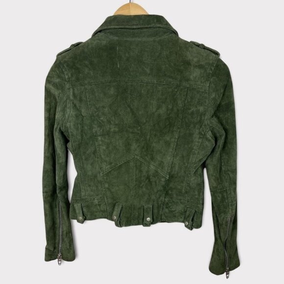 BlankNYC 100% Leather Green Moto Biker Jacket Suede Size XS Silver Hardware Boho - Picture 5 of 16